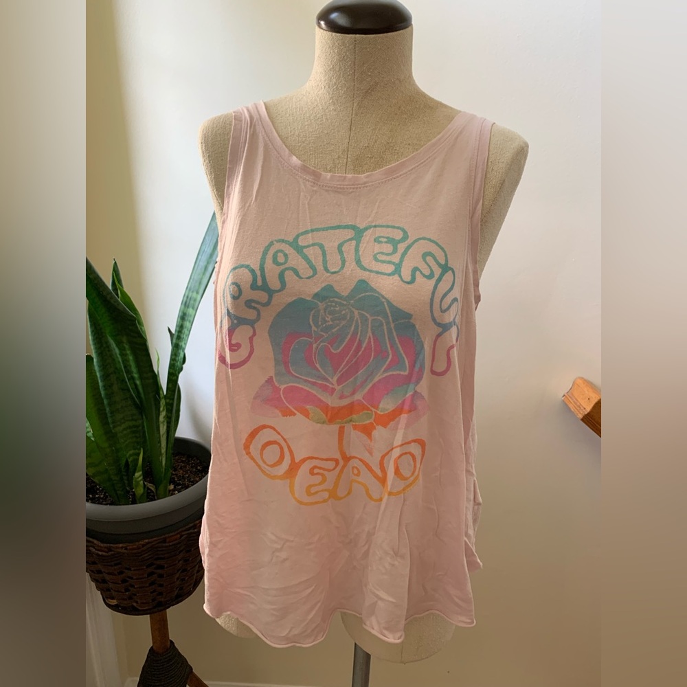 Beautiful flowy Grateful Dead pink open back summer tank free size xs small med